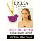 Sertifikalı Kuş Model Mor Turkuaz Taşı Kolye – Ruhsal Denge, Şans ve Koruma Taşı