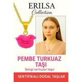 Sertifikalı Kuş Model Pembe Turkuaz Taşı Kolye – Sevgi, Şans ve Ruhsal Koruma Taşı