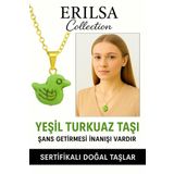 Sertifikalı Kuş Model Yeşil Turkuaz Taşı Kolye – Şifa, Koruma ve Ruhsal Uyum Taşı