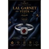 Sertifikalı Lal Garnet Taşı Kare Faset Kesim 1,50 Karat 925 Ayar Gümüş Ayarlanabilir Yüzük