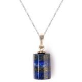 Sertifikalı Lapis Lazuli Taşı Kolye Silindir Doğal Taş