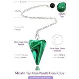 Sertifikalı Malahit - Malakit Taşı Pandül Sarkaç Hem Pandül - Hem Kolye