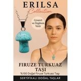 Sertifikalı Mantar Model Firuze Turkuaz Taşı Kolye - Cesaret Ve Özgüven Veren Doğal Kolye