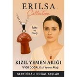 Sertifikalı Mantar Model Kızıl Yemen Akik Taşı Kolye - Tutku Ve Enerji Veren Doğal Taş