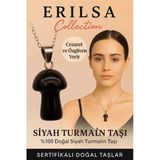 Sertifikalı Mantar Model Siyah Turmalin Taşı Kolye - Cesaret Ve Özgüven Veren Doğal Taş