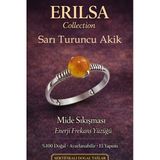 Sertifikalı Mide Sıkışması Enerji Yüzüğü – Sarı Turuncu Akik Ayarlanabilir İnce Kasa Aslan Koç Yay