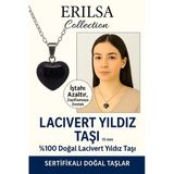 Sertifikalı Mini Kalp Model Lacivert Yıldız Taşı Kolye – Işıltı, Şans ve Ruhsal Koruma Taşı
