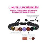 Sertifikalı Mutluluk Iç Huzur Bilekliği Akik Kalsit Mercan Kuvars Mavi Yıldız Malahit Oniks Doğal Taş Bileklik