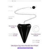 Sertifikalı Obsidyen Taşı Pandül Sarkaç Hem Pandül - Hem Kolye