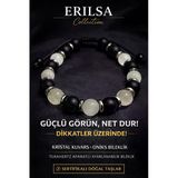 Sertifikalı Oniks Kristal Kuvars Taşı Bileklik - 8 Mm Doğal Taş Terahertz Aparatlı Unisex El Yapımı
