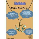Sertifikalı Orijinal Doğal Taş Turkuaz Taşı El Yapımı Bakır Tel Sarma Kolye