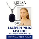Sertifikalı Oval Lacivert Yıldız Taşı Kolye – Gece Işıltısı, Şans ve Ruhsal Koruma