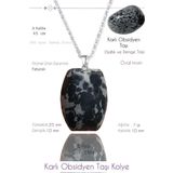 Sertifikalı Oval Model Karlı Obsidyen Taşı Kolye