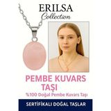 Sertifikalı Oval Pembe Kuvars Taşı Kolye – Aşk, Şefkat ve Duygusal Şifa Taşı
