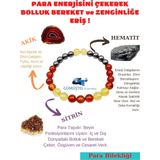 Sertifikalı Para Bereket Ve Zenginlik Doğal Taş Tılsım Bilekliği Akik-hematit-sitrin Taşı Doğaltaş