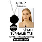 Sertifikalı Para Model Siyah Turmalin Taşı Kolye – Koruma ve Topraklama
