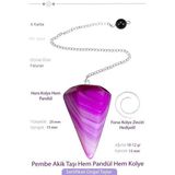 Sertifikalı Pembe Akik Taşı Pandül Sarkaç Hem Pandül - Hem Kolye