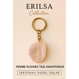 Sertifikalı Pembe Kuvars Taşı Anahtarlık - Sevgi Ve Şefkat Taşı