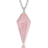 Sertifikalı Pembe Kuvars Taşı Pandül Kolye (gümüş Aparatlı)