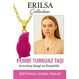 Sertifikalı Pembe Renkli Penguen Model Turkuaz Taşı Kolye – Şans, Pozitif Enerji ve Ruhsal Koruma