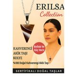 Sertifikalı Piramit Model Kahverengi Akik Taşı Kolye - Bolluk Ve Güç Veren Doğal Taş Takı