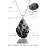 Sertifikalı Piramit Model Karlı Obsidyen Taşı Kolye