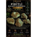 Sertifikalı Piritli Malakit Krizokol Taşı Kütle - 60-80 Mm Büyük Boy Doğal Ham Koleksiyonluk