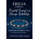 Sertifikalı Pozitif Enerji Ve Denge Bilekliği – Kristal Kuvars Ve Terahertz Doğal Taş 4 Mm