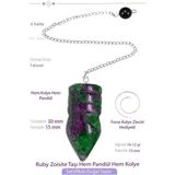 Sertifikalı Ruby Zoisite - Anyolit Taşı Pandül Sarkaç Hem Pandül - Hem Kolye