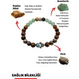 Sertifikalı Sağlık & Şifa Doğal Taş Tılsım Bilekliği Pirit Aventurin Kaplangözü Kadın Erkek Doğaltaş