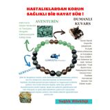 Sertifikalı Sağlık Ve Şifa Tılsım Bilekliği Aventurin-dumanlı Kuvars-serpantin Taşı Uniseks Doğaltaş