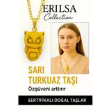 Sertifikalı Sarı Renkli Baykuş Model Sarı Turkuaz Taşı Kolye – Bilgelik, Şans ve Ruhsal Koruma Taşı