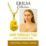 Sertifikalı Sarı Renkli Ham İşlenmemiş Sarı Turkuaz Taşı Kolye – Doğal Enerji, Şans ve Ruhsal Koruma