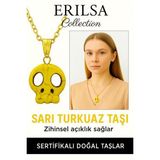 Sertifikalı Sarı Renkli İskelet Model Sarı Turkuaz Taşı Kolye – Enerji, Şans ve Dönüşüm Taşı