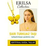 Sertifikalı Sarı Renkli Kelebek Model Sarı Turkuaz Taşı Kolye – Enerji, Yenilik ve Ruhsal Koruma Taşı