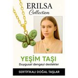Sertifikalı Sarı Renkli Kelebek Model Yeşim Taşı Kolye – Şans, Dönüşüm ve Ruhsal Huzur Taşı