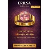 Sertifikalı Şeffaf Pembe Aura Kuvars Doğal Taş Yüzük – Gizemli Aura Enerjisi