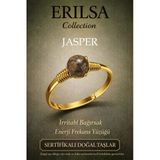 Sertifikalı Sindirim Enerji Yüzüğü – Jasper Taşı Ayarlanabilir Gold İnce Kasa Yengeç Başak Burcu