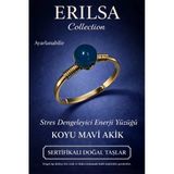 Sertifikalı Stres Dengeleyici Enerji Yüzüğü – Koyu Mavi Akik Ayarlamalı Gold İnce Oğlak Kova Burcu