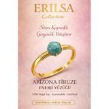 Sertifikalı Stres Ve Sinir Denge Yüzüğü – Arizona Firuze Taşı Ayarlanabilir Gold Yay Kova Burcu