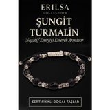Sertifikalı Şungit - Turmalin Taşı Bileklik – Negatif Enerjiyi Arındırıcı Takı