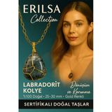 Sertifikalı Tel Sargılı Doğal Gold Labradorit Taşı Kolye – Altın Kaplama Sezgi Ve Koruma Taşı