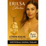 Sertifikalı Tel Sargılı Doğal Ham Sitirin Taşı Kolye – Altın Kaplama Bereket Ve Enerji Taşı