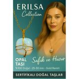 Sertifikalı Tel Sargılı Doğal Opal Taşı Kolye – Altın Kaplama Pozitif Enerji Ve Sezgi Taşı