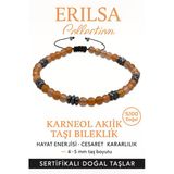 Sertifikalı Terahertz – Karneol (Karnelyan Akik) Taşı Bileklik (İnce Model) – Cesaret, Canlılık ve Yaratıcı Güç Taşı