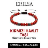 Sertifikalı Terahertz – Kırmızı Havlit Taşı Bileklik – Duygusal Denge, Enerji ve İç Huzur Taşı