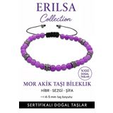 Sertifikalı Terahertz - Mor Akik Taşı Bileklik - İnce Model İç Huzur ve Konsantrasyon
