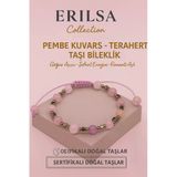 Sertifikalı Terahertz - Pembe Kuvars Taşı Bileklik - Sevgi Şefkat Enerjisi Göğüs Açıcı Doğal Taş