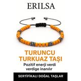 Sertifikalı Terahertz – Turuncu Turkuaz Taşı Bileklik (İnce Model) – Canlılık, Koruma ve Denge Taşı
