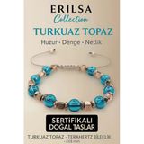 Sertifikalı Turkuaz Topaz Doğal Taş Bileklik - 8X8 Mm Huzur Denge Netlik Enerji Taşı